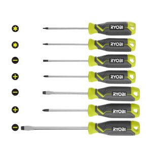 SCREWDRIVER SET (7-PIECE) WITH CUSHION GRIP HANDLES